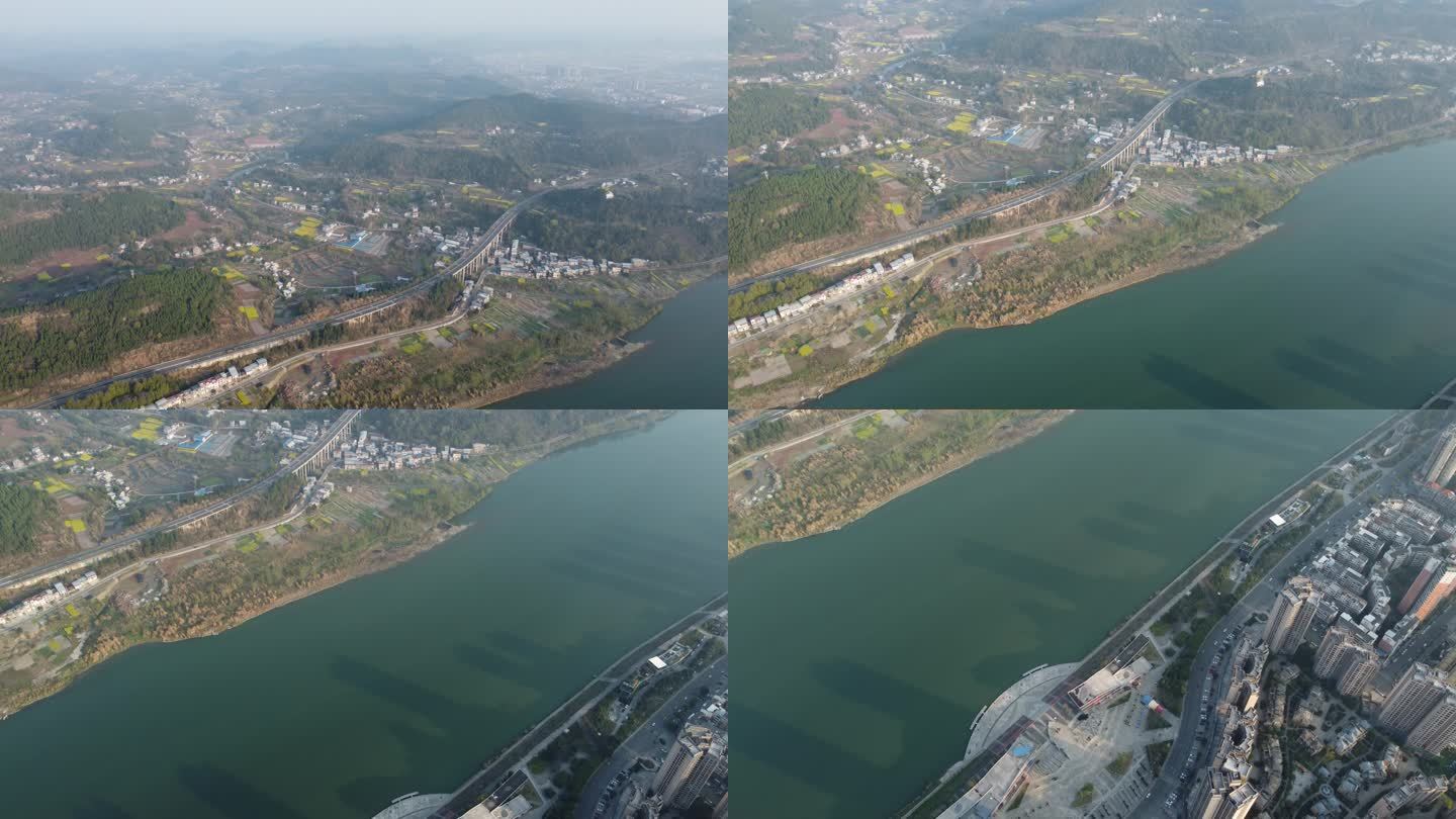 四川遂宁射洪市城市风景航拍