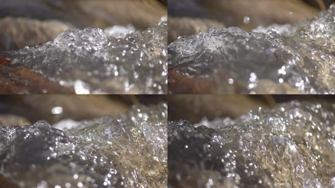 清澈水流高速升格慢动作空镜头