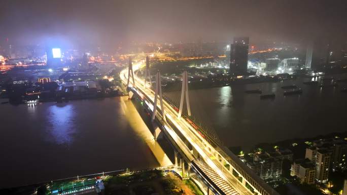 【商用4K】广州洛溪大桥城市夜景云下延时