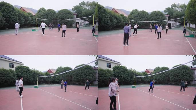 中小学生打排球空镜
