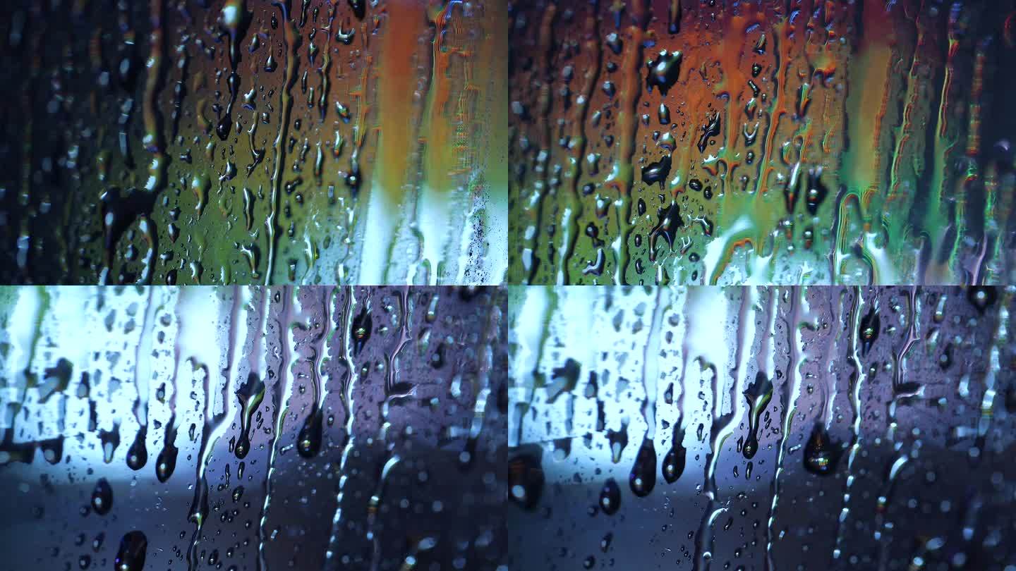 雨窗窗外的雨窗外光影玻璃雨滴窗户水珠