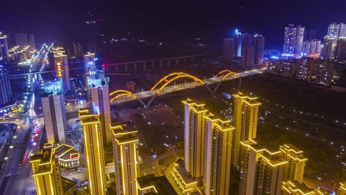 毕节市七星关德溪新区西派澜岸德溪大桥夜景