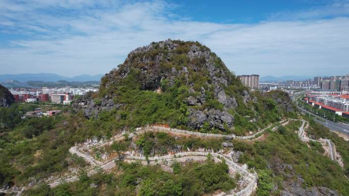 美国飞虎队桂林遗址公园风景航拍