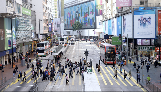 香港城市街道车流人文生活