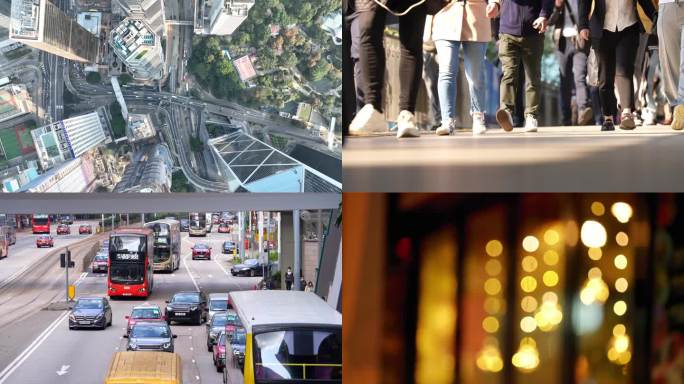 香港城市街道车流人文生活