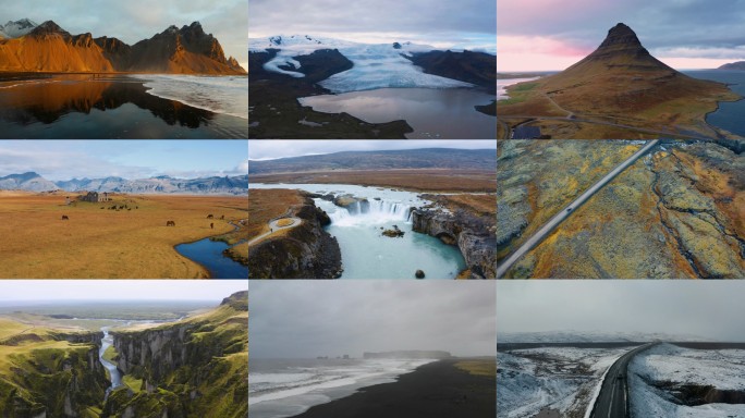 北欧冰岛自然风光航拍合集4K