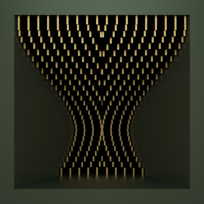 【裸眼3D】绿金立体艺术盒子空间矩阵线条