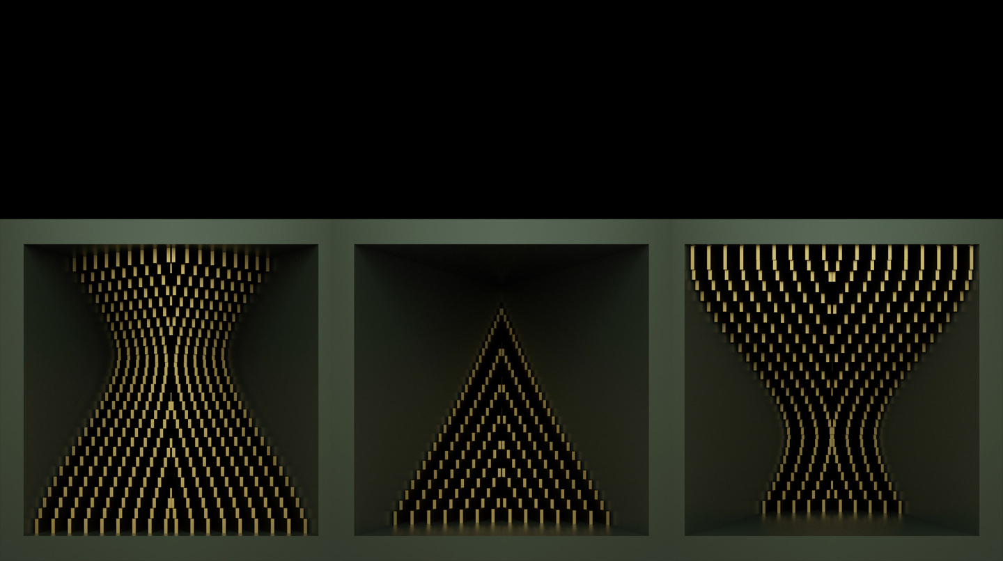 【裸眼3D】绿金立体艺术盒子空间矩阵线条