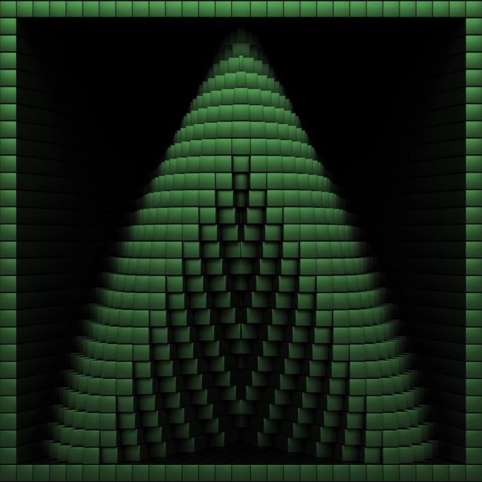 【裸眼3D】墨绿立体艺术盒子变化空间矩阵