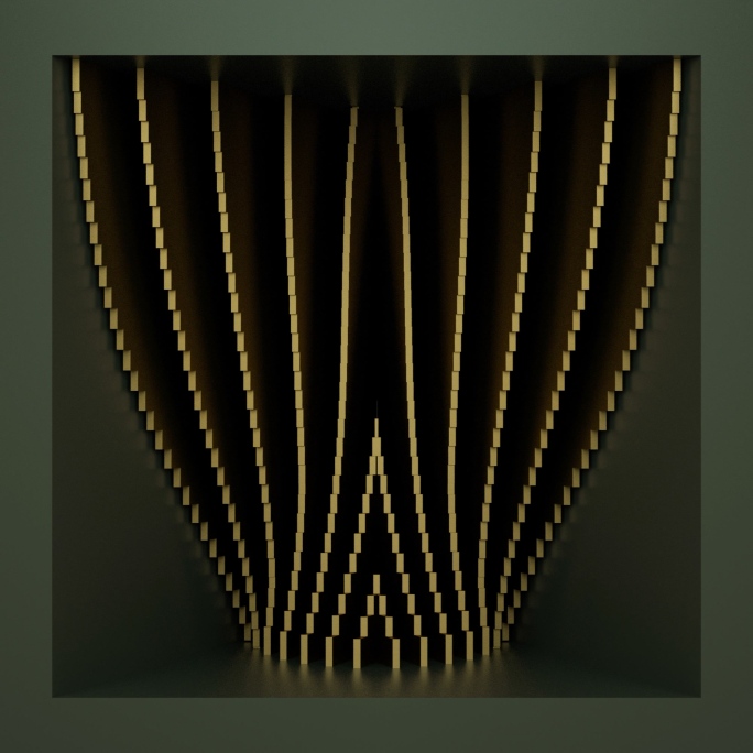 【裸眼3D】绿金曲线艺术盒子方形空间矩阵