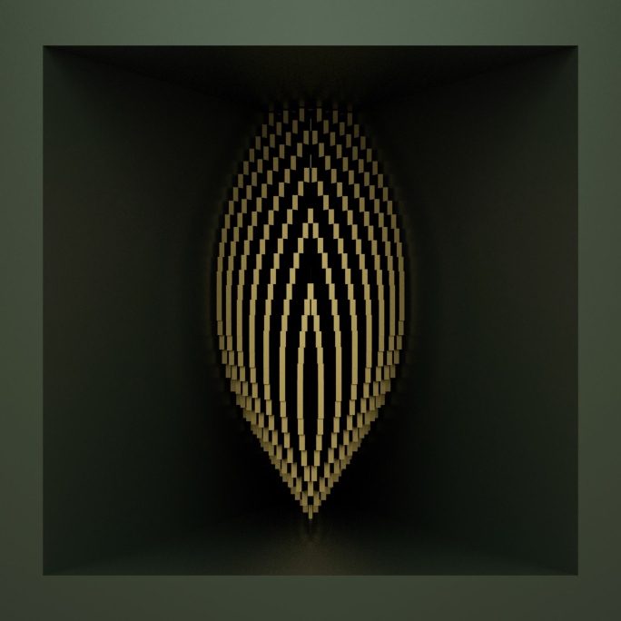 【裸眼3D】绿金立体高端意境波形空间矩阵