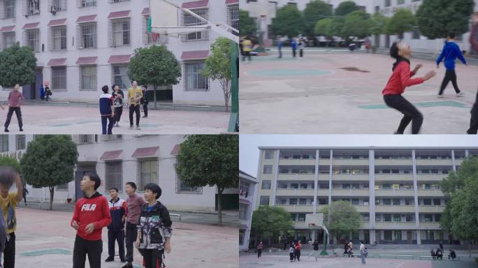 中小学生打篮球空镜