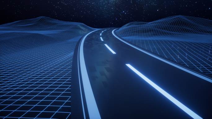 曲线的道路与数字空间3D渲染