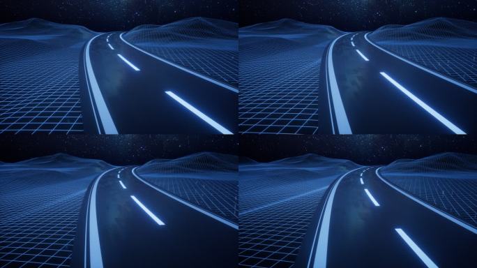 曲线的道路与数字空间3D渲染