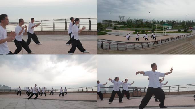 海边晨练太极拳