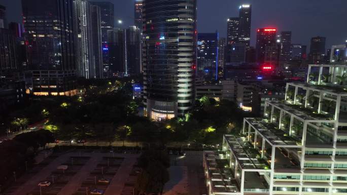 深圳南山区高新园联想大厦夜景航拍