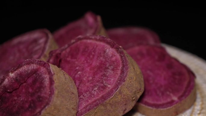 镜头合集切开的紫薯粗粮花青素3