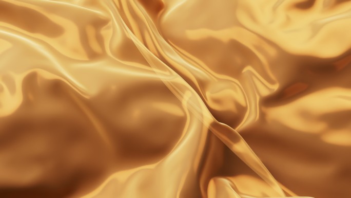 流动飘舞的金色奢华布料3D渲染