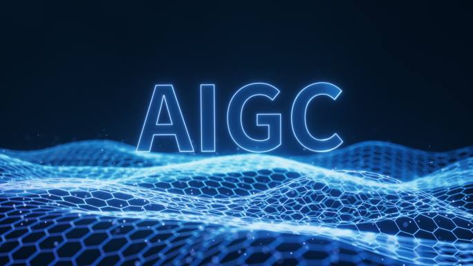 AIGC概念与科技感网格背景3D渲染