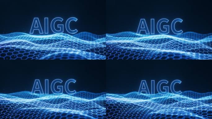 AIGC概念与科技感网格背景3D渲染