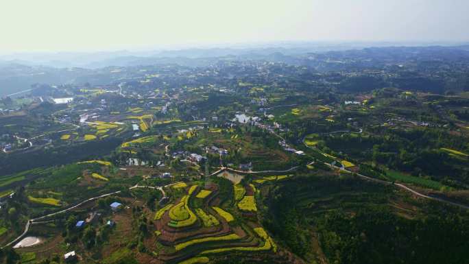 航拍乡村鸟瞰农村地貌