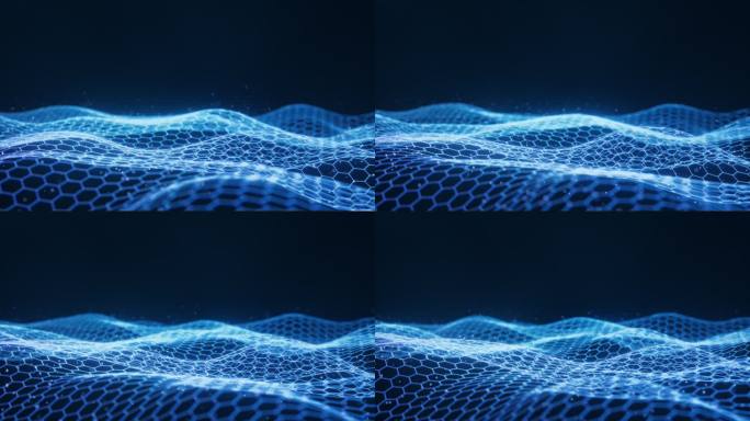 蓝色六边形科技网格背景3D渲染