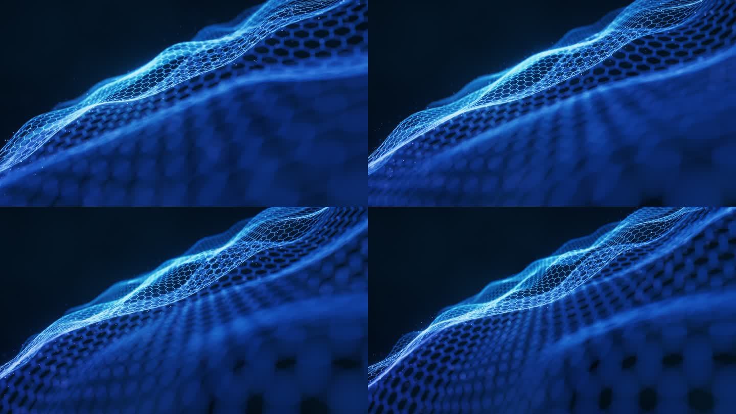 六边形科技网格曲面背景3D渲染