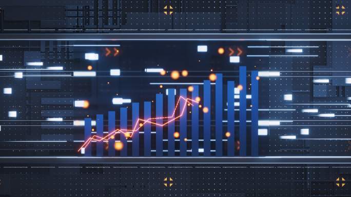 增长的投资理财金融曲线图表3D渲染