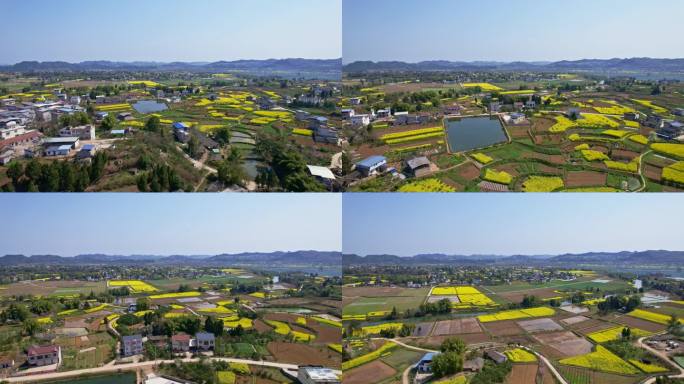 航拍四川农村春天景象