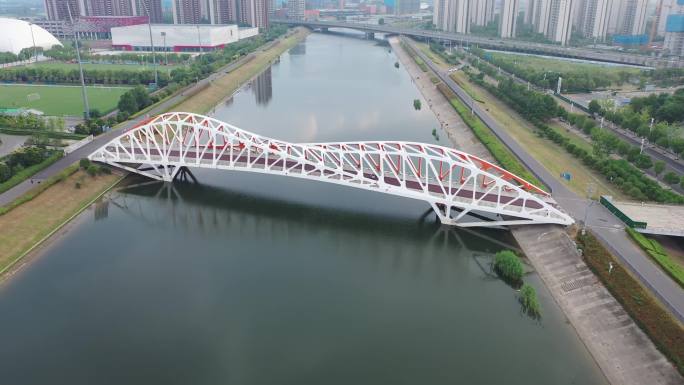 南京城南河景观桥航拍