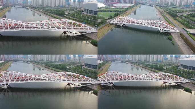 南京城南河景观桥航拍