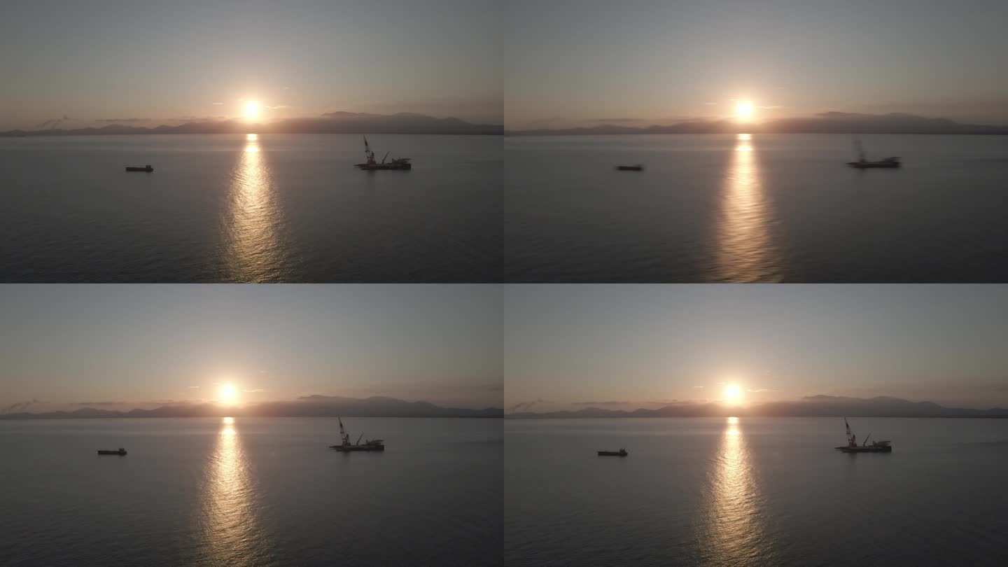 夕阳下的海陵岛航拍