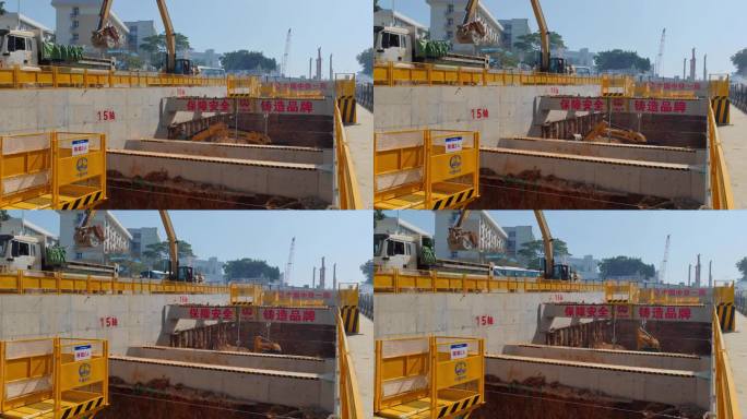 福建厦门地铁工程三号线基坑挖掘机开挖