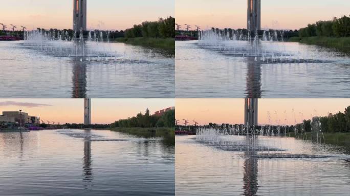 镜头合集喷泉湖景湖水城市景观1