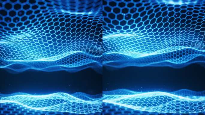 六边形科技网格曲面背景3D渲染