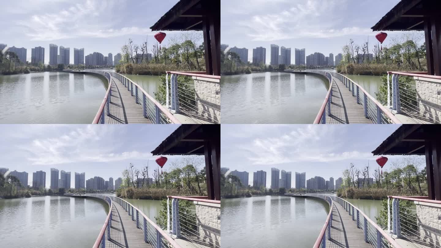 湖心桥 建筑 空镜头