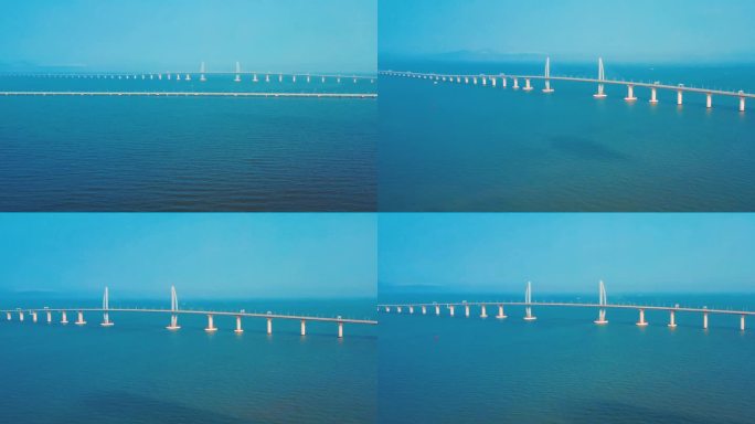 粤港澳大湾区港珠澳大桥航拍大气景观素材