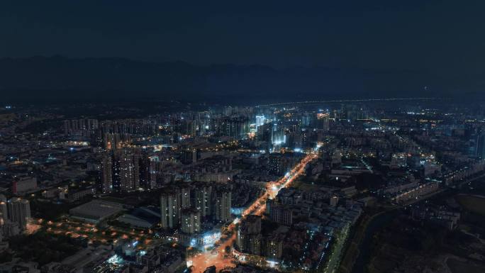 4K_江油城市风光航拍延时摄影日转夜