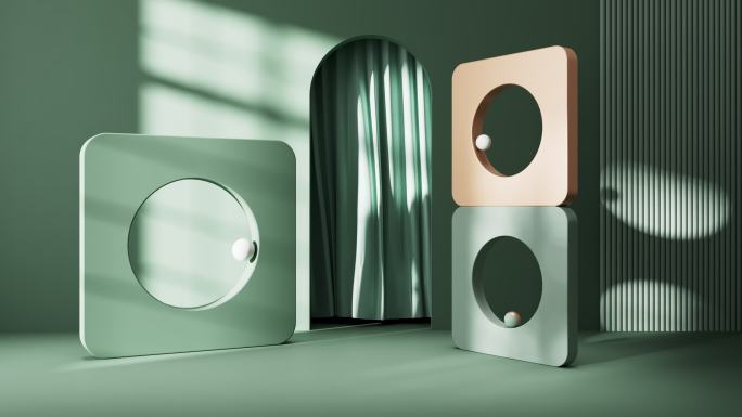 创意几何体室内空间3D渲染