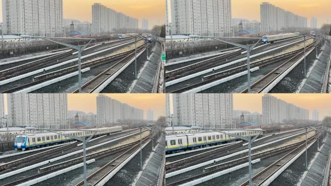 两辆地铁交汇地铁交汇地铁行驶北京地铁铁路