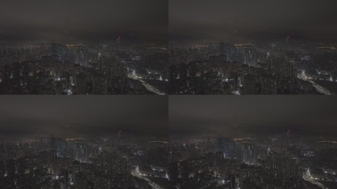 LOG格式深圳福田区新洲村夜景航拍