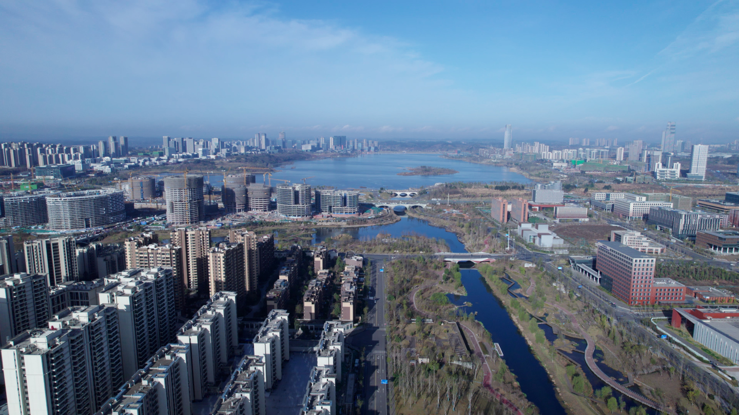 天府新区兴隆湖东岸航拍 4K