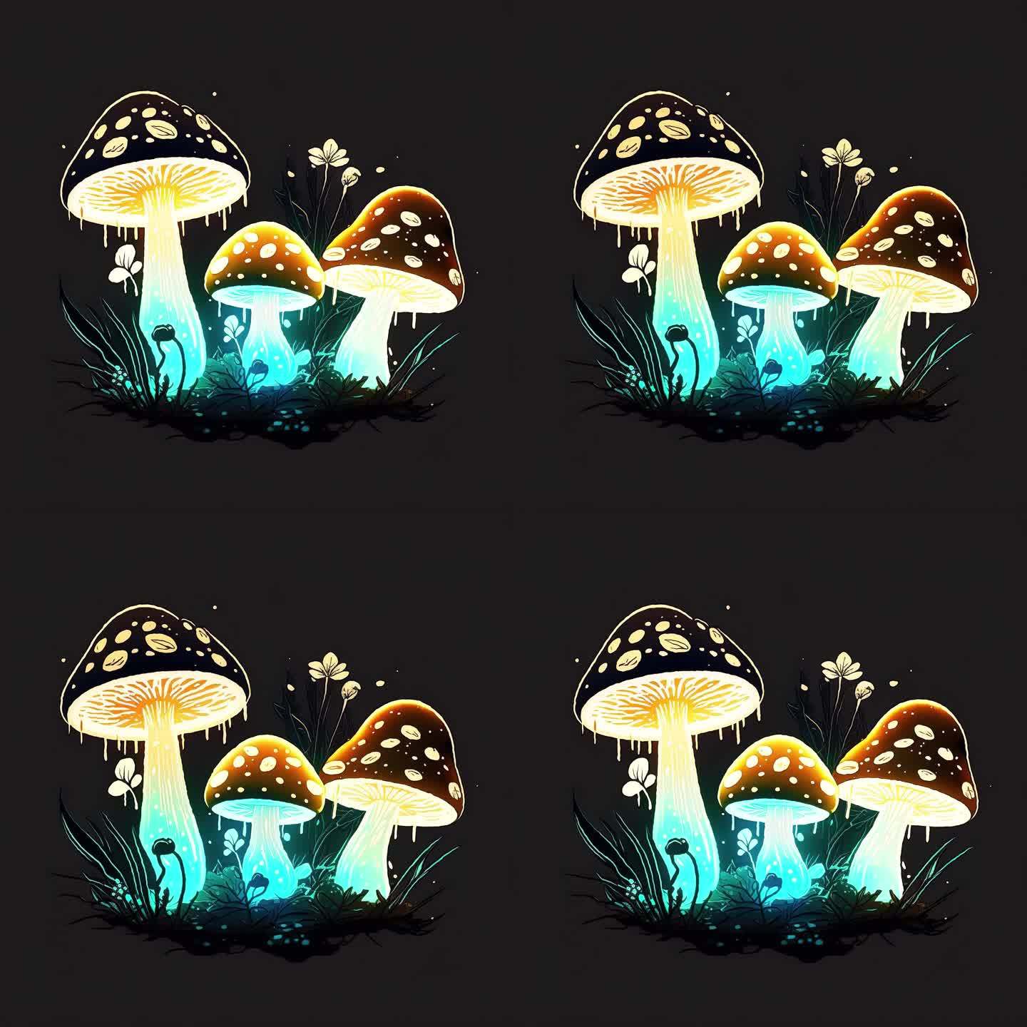 梦幻彩色蘑菇循环