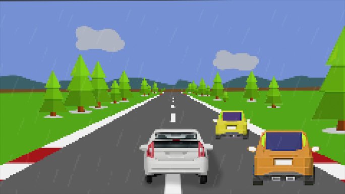 汽车在不同的道路上行驶 像素动画