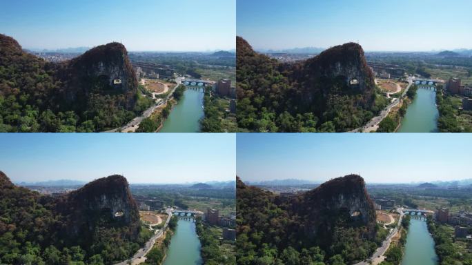 桂林山水漓江风光穿山公园喀斯特地貌航拍