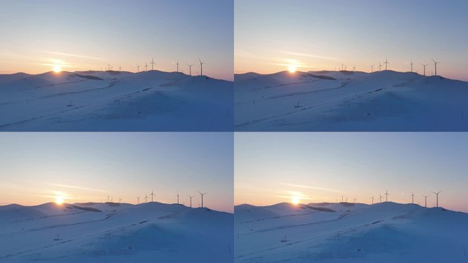 内蒙古雪原山岭风力发电场