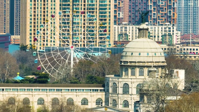 郑州碧沙岗公园摩天轮和航拍大景