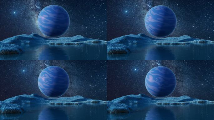 星球与户外地面背景3D渲染