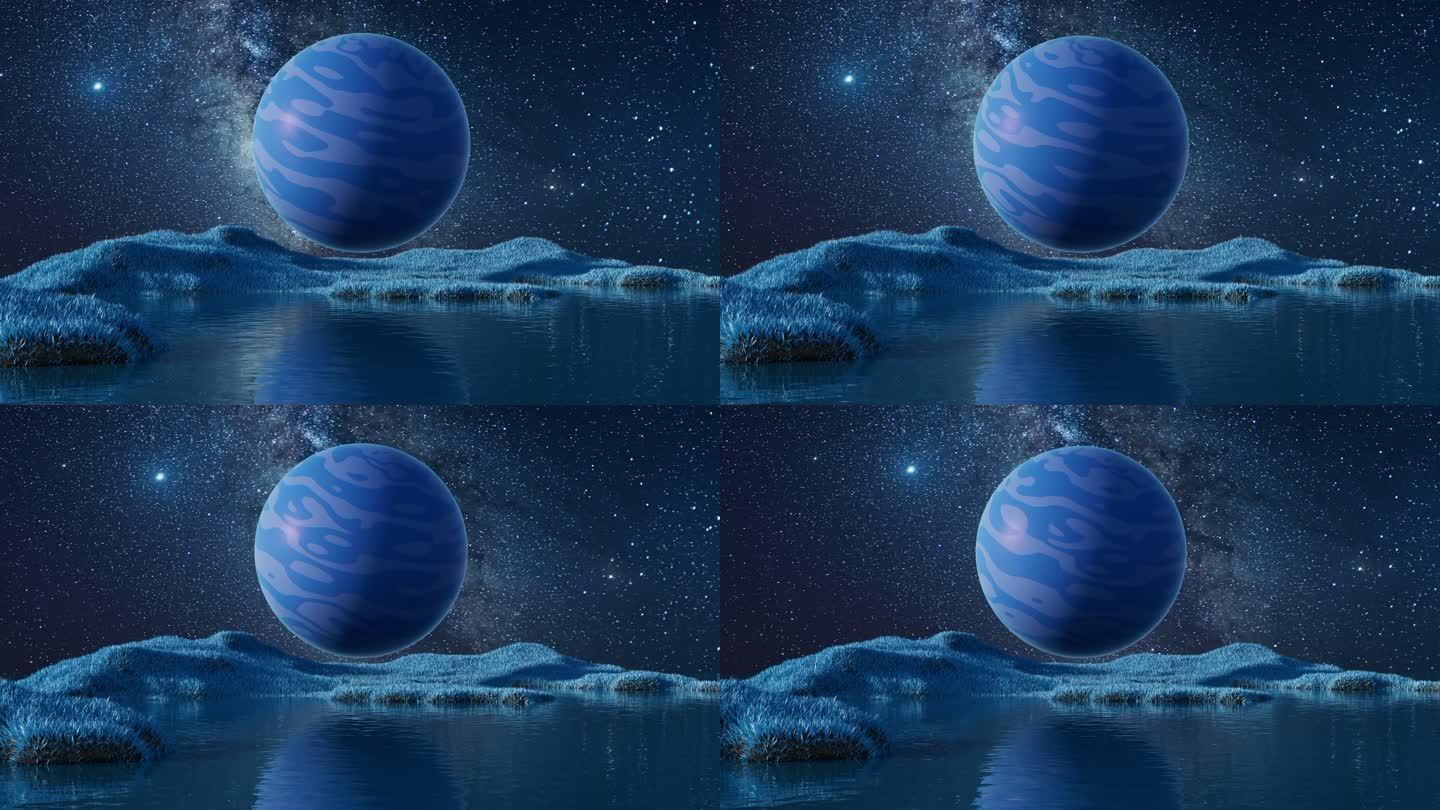 星球与户外地面背景3D渲染
