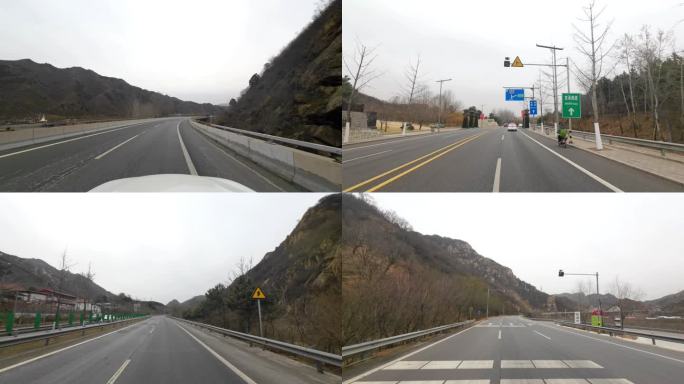 雾霾天气下行驶在高速公路上 开车第一视角